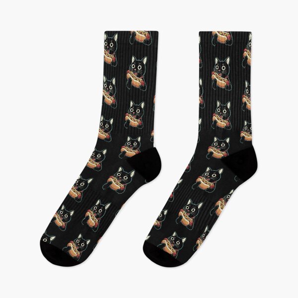 Item preview, Cute Black Cat Eating Hot Dog  designed and sold by SWEET-TINAPAY.