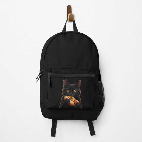 Item preview, Cute Black Cat Eating Hot Dog designed and sold by SWEET-TINAPAY.
