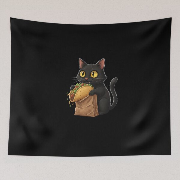 Item preview, Cute Black Cat Eating Taco  designed and sold by SWEET-TINAPAY.