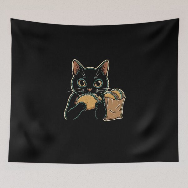 Item preview, Cute Black Cat Eating Taco designed and sold by SWEET-TINAPAY.