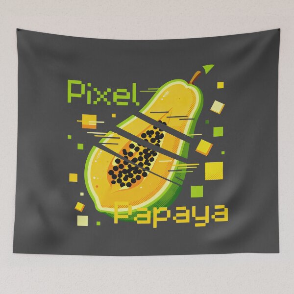 Item preview, Pixel Papaya Segment Fruit Illustration designed and sold by SplashTastic.