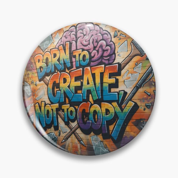 Item preview, Born to Create Not to Copy Graffiti Wall Art – Bold Creative Motivation Street Art Design designed and sold by trendyart1112.
