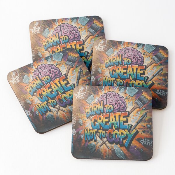 Item preview, Born to Create Not to Copy Graffiti Wall Art – Bold Creative Motivation Street Art Design designed and sold by trendyart1112.