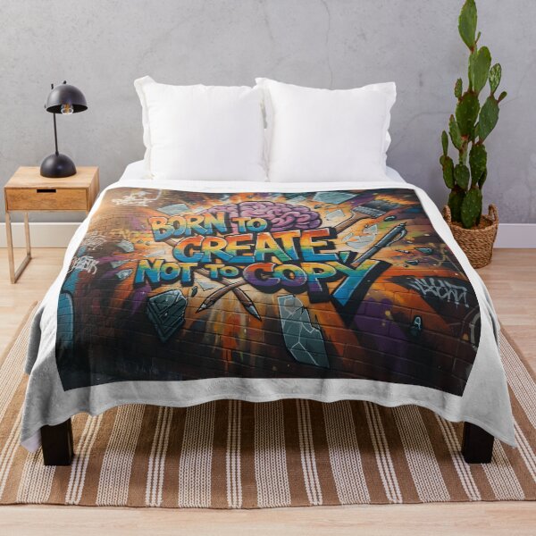 Item preview, Born to Create Not to Copy Graffiti Wall Art – Bold Creative Motivation Street Art Design designed and sold by trendyart1112.