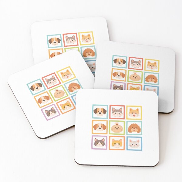 Item preview, Adorable cartoon dog and cat faces in colorful square frames. designed and sold by Boundless PixelForge.