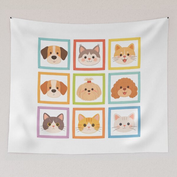Item preview, Adorable cartoon dog and cat faces in colorful square frames. designed and sold by Boundless PixelForge.