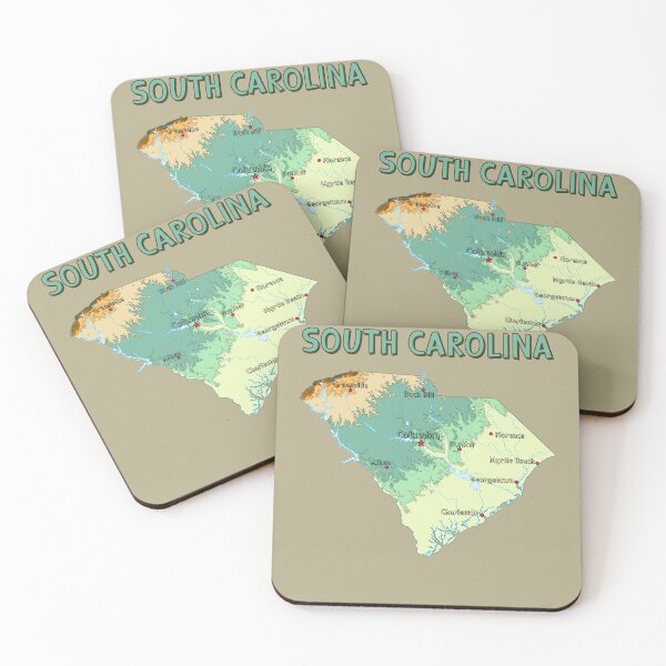 Item preview, South Carolina State Map - Vintage Topographic Nature Style designed and sold by mashmosh.