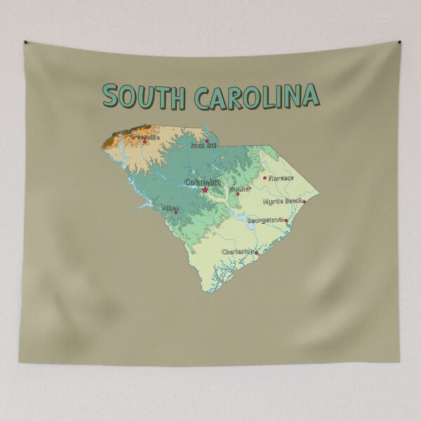 Item preview, South Carolina State Map - Vintage Topographic Nature Style designed and sold by mashmosh.