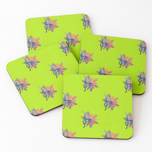 Item preview, Pink Snowflake and Blue Reindeer on Bright Green Background by ElitebyElise designed and sold by ElitebyElise.