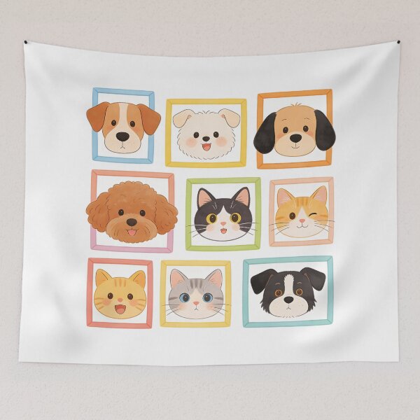 Item preview, An illustrated mosaic of adorable puppy and kitten portraits designed and sold by Boundless PixelForge.