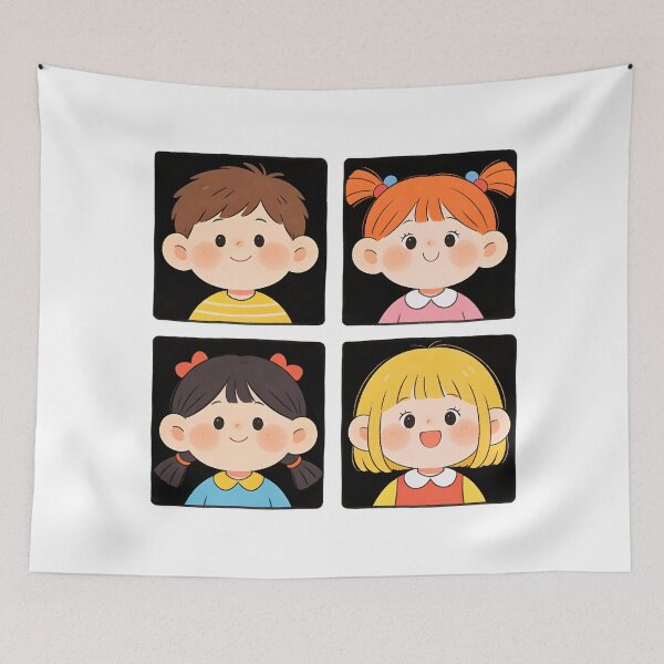 Item preview, Captivating illustrations of four adorable children designed and sold by Boundless PixelForge.