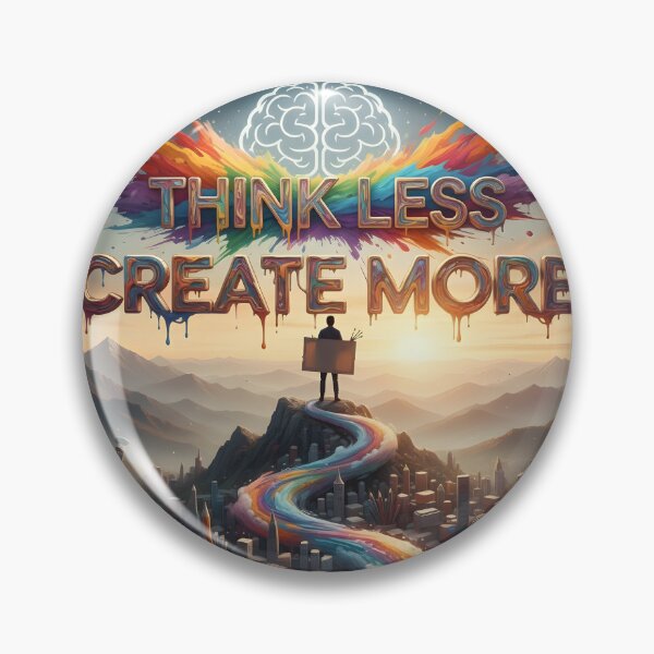 Item preview, Think Less Create More Inspirational Art – Colorful Creative Motivation Quote Design designed and sold by trendyart1112.