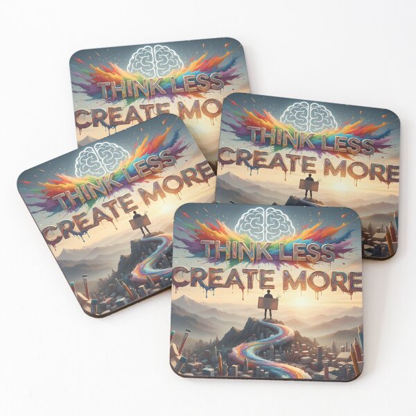Item preview, Think Less Create More Inspirational Art – Colorful Creative Motivation Quote Design designed and sold by trendyart1112.