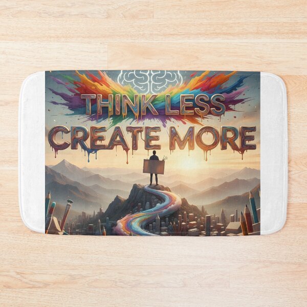 Item preview, Think Less Create More Inspirational Art – Colorful Creative Motivation Quote Design designed and sold by trendyart1112.
