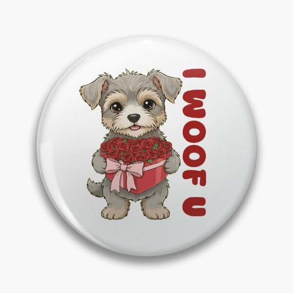 Item preview, I Woof U Dandie Dinmont Terrier Puppy with Flowers – Sweet Dog Love Design designed and sold by The Real Life Symphony.