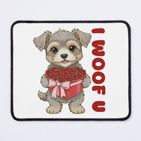 Item preview, I Woof U Dandie Dinmont Terrier Puppy with Flowers – Sweet Dog Love Design designed and sold by The Real Life Symphony.