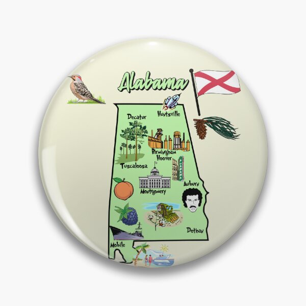 Item preview, Alabama Pride, Landmarks & State Symbols Illustrated Map designed and sold by mashmosh.