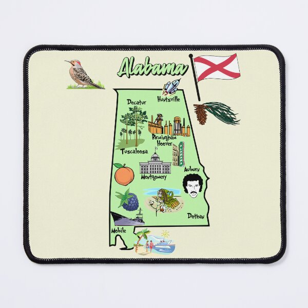 Item preview, Alabama Pride, Landmarks & State Symbols Illustrated Map designed and sold by mashmosh.