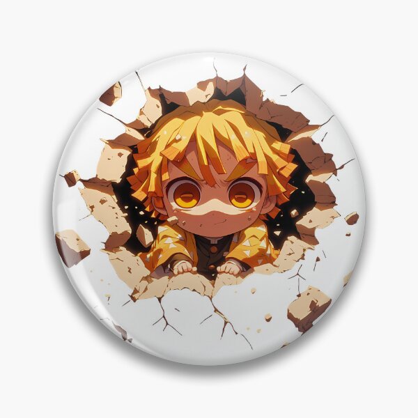Item preview, Zenitsu Agatsuma Demon Slayer Anime Brave Chibi Peeking Yellow Hair designed and sold by TorbenKuhano.