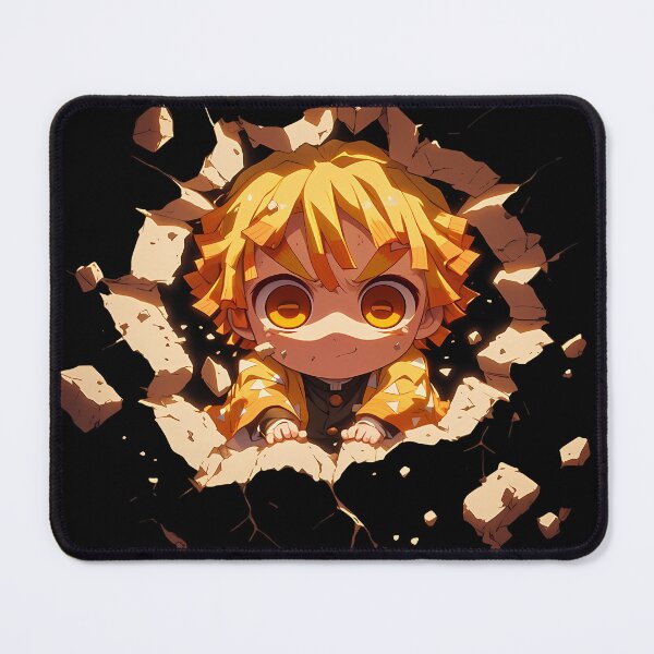 Item preview, Zenitsu Agatsuma Demon Slayer Anime Brave Chibi Peeking Yellow Hair designed and sold by TorbenKuhano.