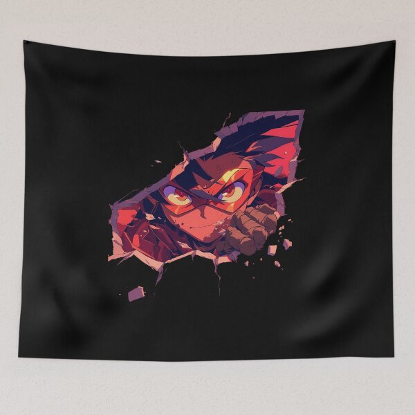 Item preview, Kamina Gurren Lagann Anime Bold Hero Red Glow Rubble Punch Peeking designed and sold by TorbenKuhano.