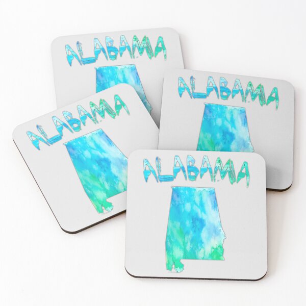 Item preview, Alabama State Map Watercolor Blue Turquoise Artistic Design designed and sold by mashmosh.