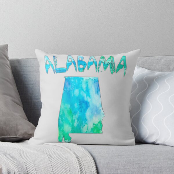 Item preview, Alabama State Map Watercolor Blue Turquoise Artistic Design designed and sold by mashmosh.