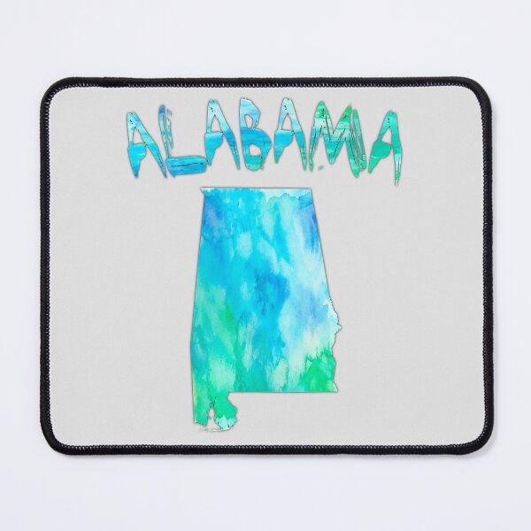 Item preview, Alabama State Map Watercolor Blue Turquoise Artistic Design designed and sold by mashmosh.