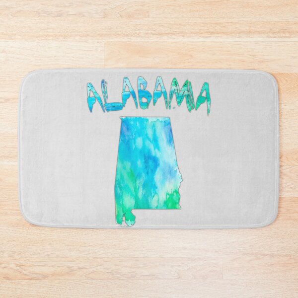 Item preview, Alabama State Map Watercolor Blue Turquoise Artistic Design designed and sold by mashmosh.