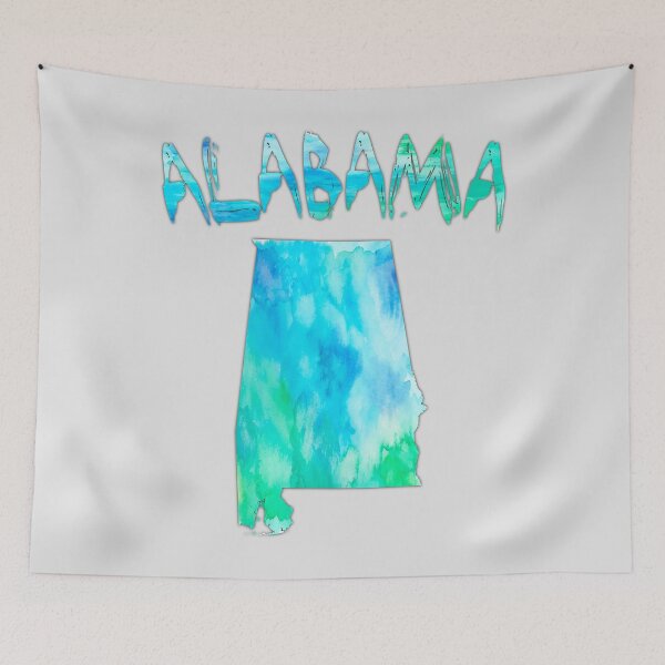 Item preview, Alabama State Map Watercolor Blue Turquoise Artistic Design designed and sold by mashmosh.