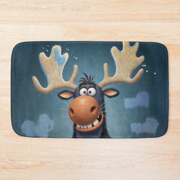 Item preview, Silly Moose with Big Antlers – Funny Whimsical Animal Art designed and sold by Whimsical Hug.