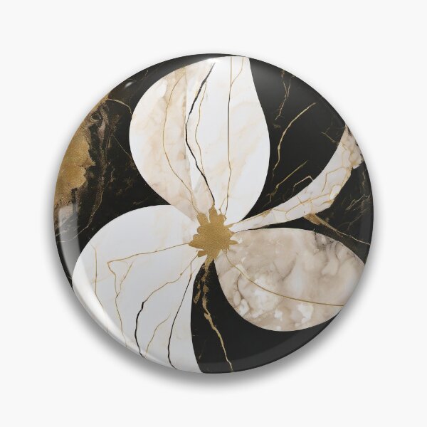 Item preview, Black and Ivory Marble Rosette Medallion designed and sold by Solara Meridian Studio.