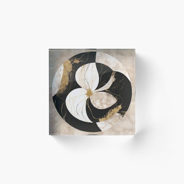 Item preview, Black and Ivory Marble Rosette Medallion designed and sold by Solara Meridian Studio.