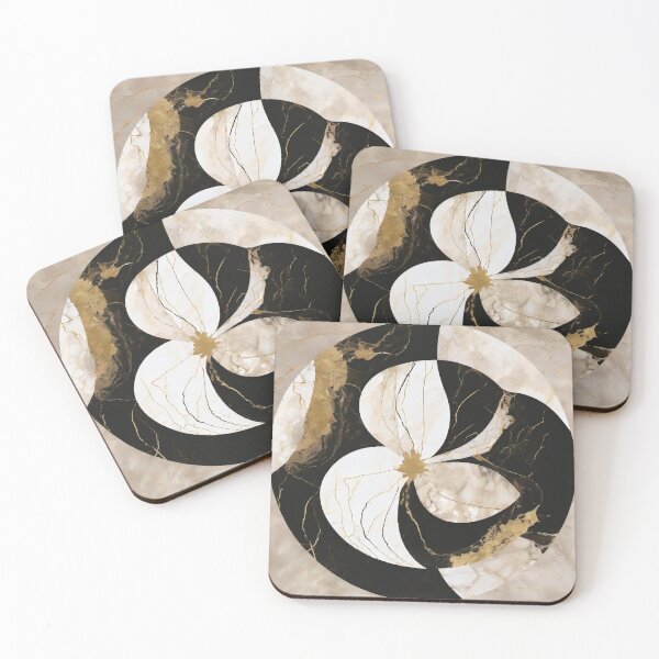 Item preview, Black and Ivory Marble Rosette Medallion designed and sold by Solara Meridian Studio.
