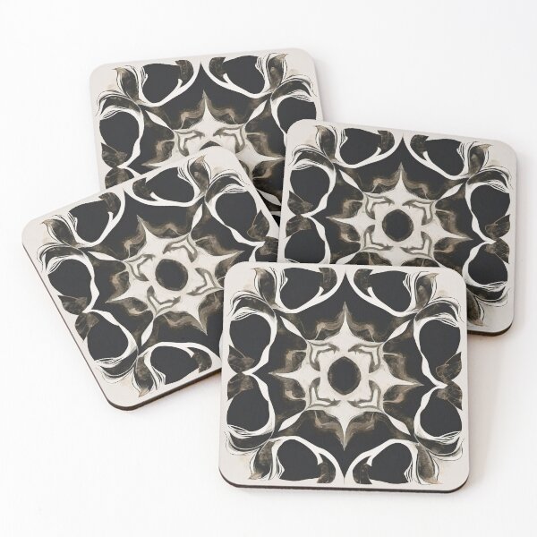 Item preview, Black Marble Floral Rosette Geometry designed and sold by Solara Meridian Studio.