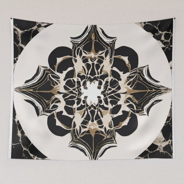 Item preview, Black Marble Cross Rosette Medallion designed and sold by Solara Meridian Studio.