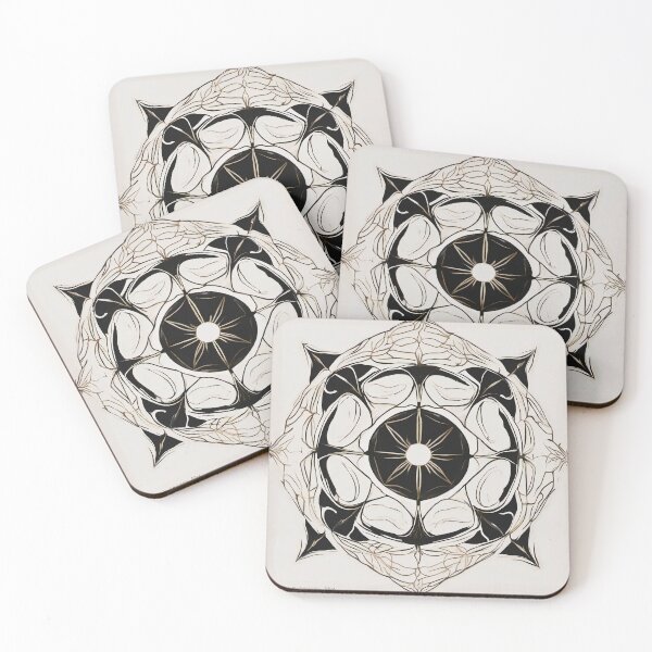 Item preview, Ivory and Black Marble Floral Rosette designed and sold by Solara Meridian Studio.