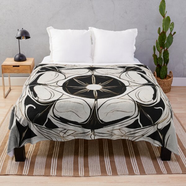 Item preview, Ivory and Black Marble Floral Rosette designed and sold by Solara Meridian Studio.