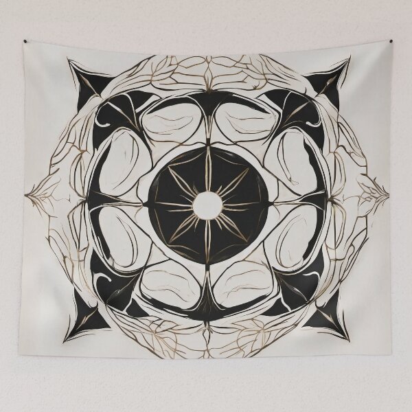 Item preview, Ivory and Black Marble Floral Rosette designed and sold by Solara Meridian Studio.