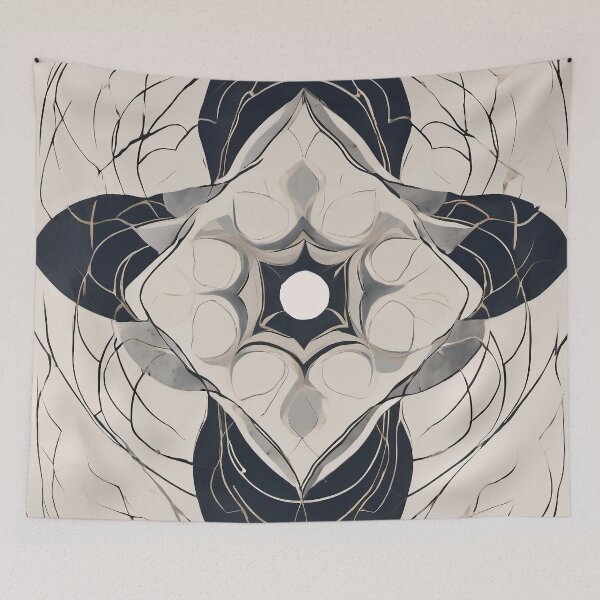 Item preview, Ivory and Black Petal Rosette Geometry designed and sold by Solara Meridian Studio.