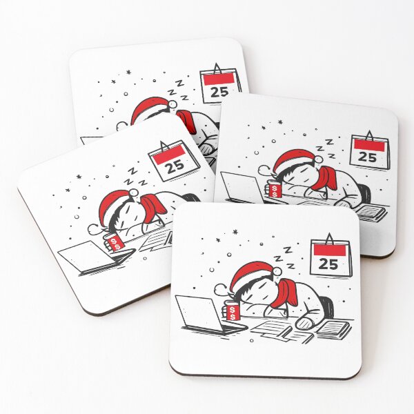 Item preview, Working Late on Christmas Night Japanese Doodle Illustration designed and sold by Drawian Studio.
