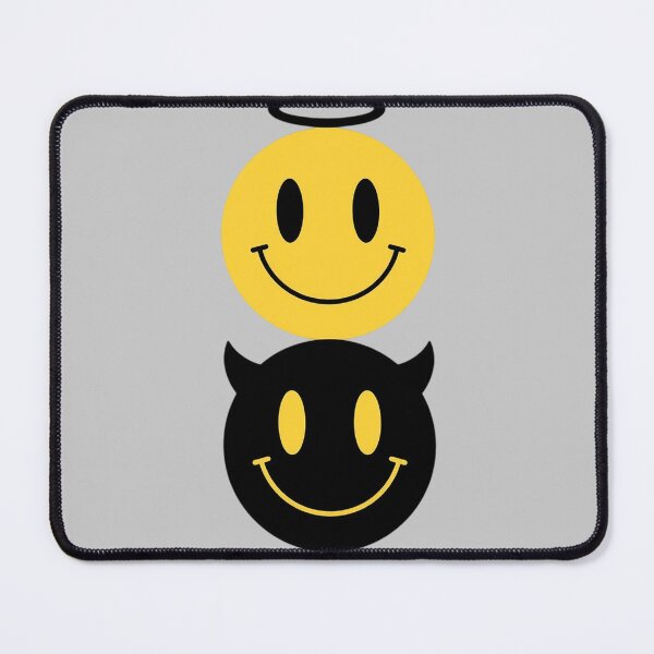 Item preview, Angel & Devil Smiley – Playful Duality Statement Design designed and sold by PixelVibe782.