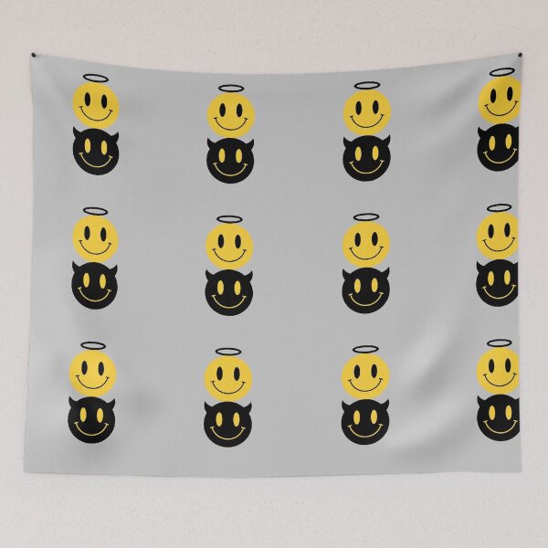 Item preview, Angel & Devil Smiley – Playful Duality Statement Design designed and sold by PixelVibe782.