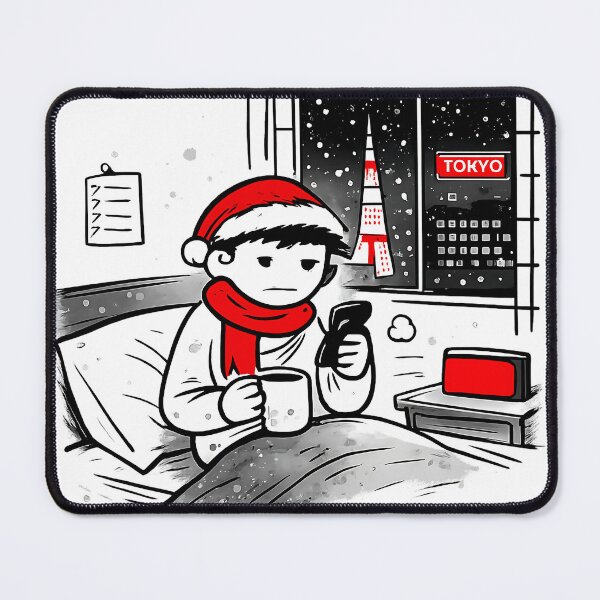Item preview, Scrolling Phone Alone on Christmas Night Tokyo Doodle Illustration designed and sold by Drawian Studio.