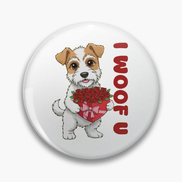 Item preview, I Woof U Wire Fox Terrier Puppy with Flowers – Sweet Dog Love Design designed and sold by The Real Life Symphony.
