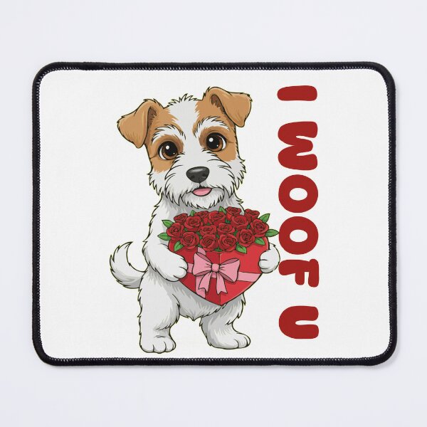 Item preview, I Woof U Wire Fox Terrier Puppy with Flowers – Sweet Dog Love Design designed and sold by The Real Life Symphony.