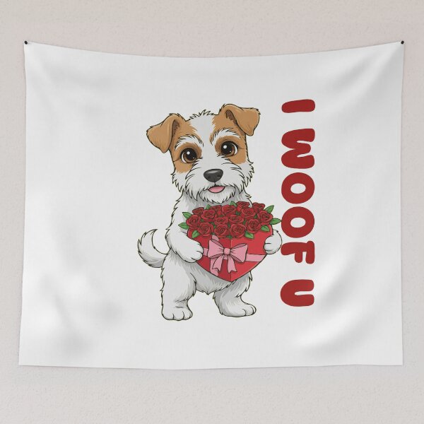 Item preview, I Woof U Wire Fox Terrier Puppy with Flowers – Sweet Dog Love Design designed and sold by The Real Life Symphony.
