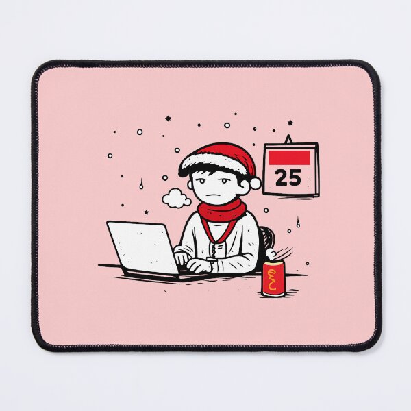 Item preview, Working on Christmas Day Japanese Doodle Laptop Illustration designed and sold by Drawian Studio.