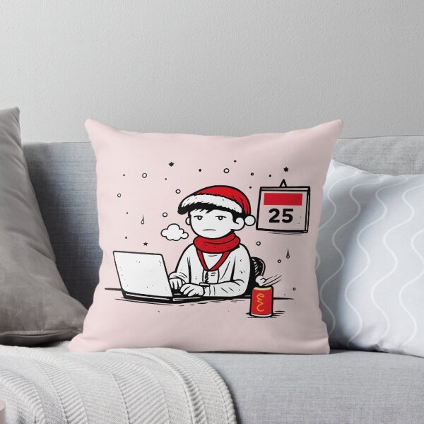 Item preview, Working on Christmas Day Japanese Doodle Laptop Illustration designed and sold by Drawian Studio.