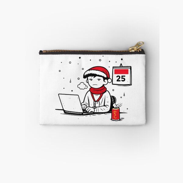 Item preview, Working on Christmas Day Japanese Doodle Laptop Illustration designed and sold by Drawian Studio.